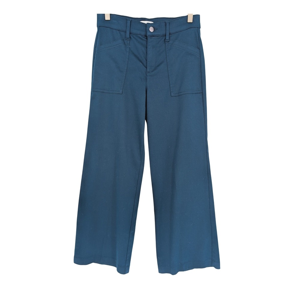 Evereve Beth Wide Leg Trouser 26 Peacock Blue High Rise Coastal MInimalist Fall